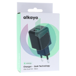 CARICATORE ALIMENTATORE ALKAYA ENTRATA DOPPIA TYPE-C - USB-A 20W NERO