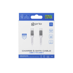 CAVO PRIO FAST CHARGE CERTIFICATO TYPE C TO TYPE C BIANCO 2MT